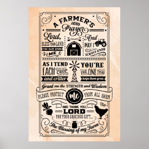 Beige and Black Farmer's Prayer Poster