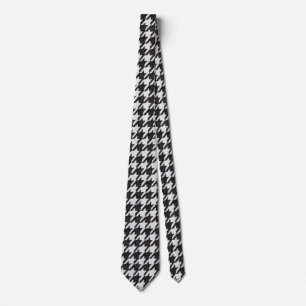 Beige and black hounds tooth pattern tie