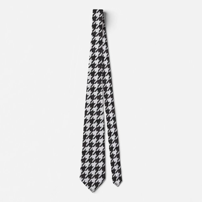 Beige and black hounds tooth pattern tie (Front)