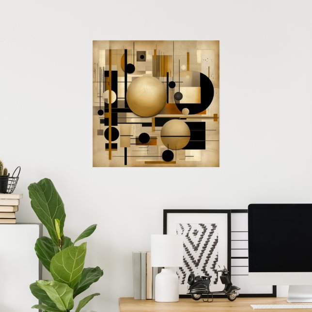  Beige And Black Modern Art  Poster (Home Office)
