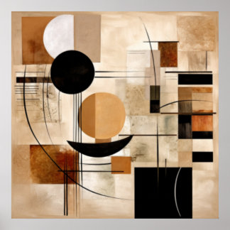  Beige And Black Modern Art  Poster