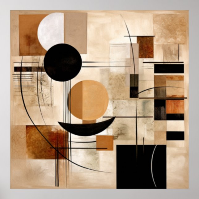  Beige And Black Modern Art  Poster (Front)