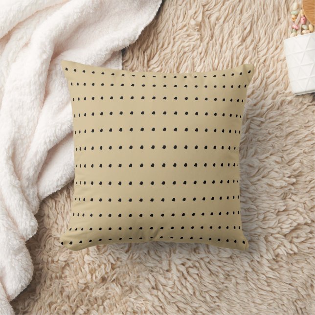 Beige and Black Modern Polka Dots Pattern Cushion (Blanket)