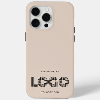 Beige and Black Modern Rectangular Logo iPhone 15 Pro Max Case