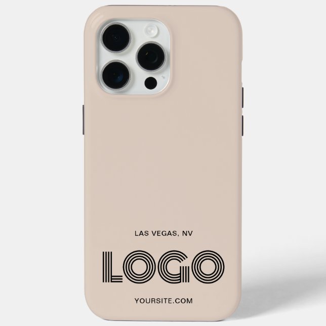 Beige and Black Modern Rectangular Logo Case-Mate iPhone Case (Back)