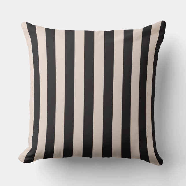Beige and black stripes cushion (Front)
