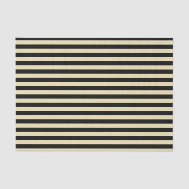 Beige and Black Stripes Tissue Paper (Front)