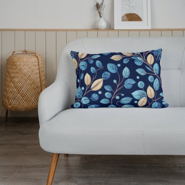 Beige and Blue Botanicals -  Lumbar Cushion (Creator Uploaded)