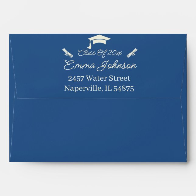 Beige And Blue Custom Graduation Envelope (Back (Top Flap))