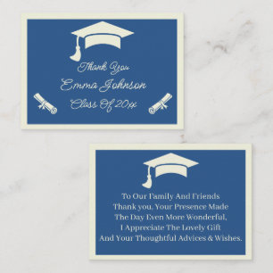 Beige And Blue Customised Graduation Thank You Card