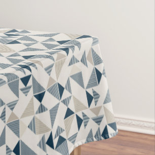 Beige And Blue Geometric Shapes  Tablecloth