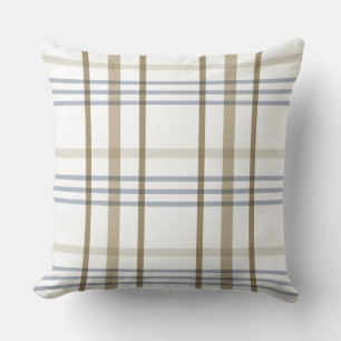 Beige and Blue Plaid Cushion