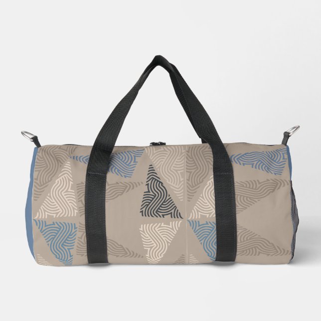 Beige and Blue Triangle  Duffle Bag (Front)