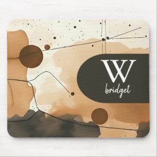 Beige and Brown Abstract Flow Mouse Mat