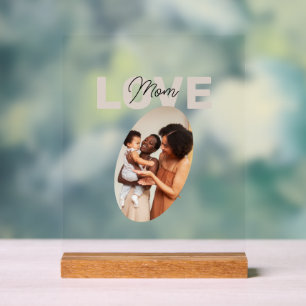 Beige and Brown Aesthetic Minimalist Love Mum Acrylic Sign