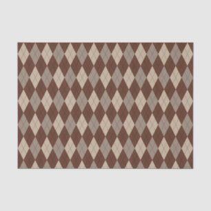 Beige and Brown Argyle Pattern Tissue Paper