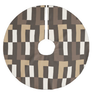 Beige and brown art deco brushed polyester tree skirt