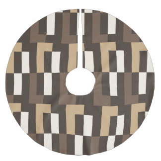 Beige and brown art deco brushed polyester tree skirt