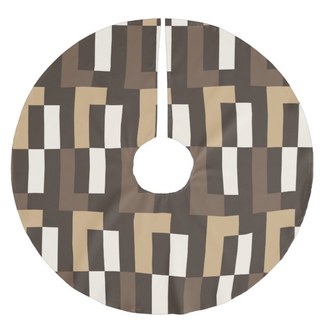 Beige and brown art deco brushed polyester tree skirt (Front)