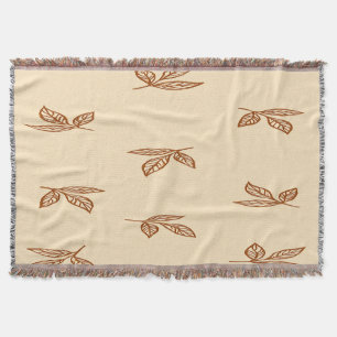 Beige and Brown Leaves Throw Blanket