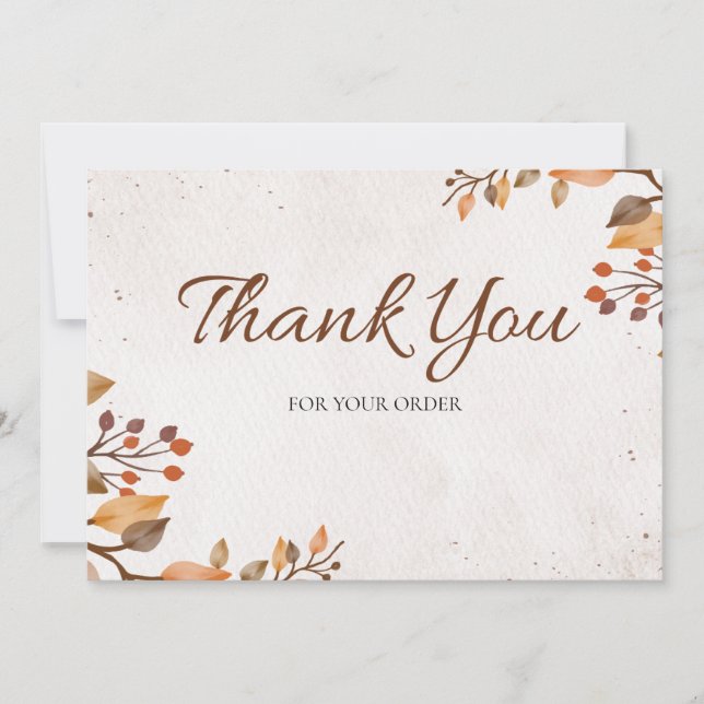 Beige and Brown Organic Business Service Thank You Card (Front)
