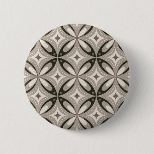 Beige and Brown Retro circular shapes 6 Cm Round Badge