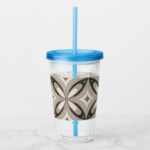 Beige and Brown Retro circular shapes Acrylic Tumbler