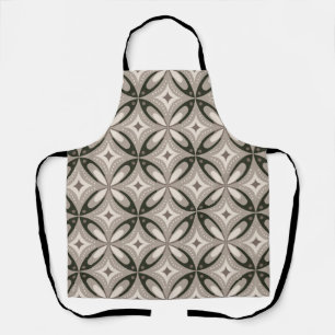 Beige and Brown Retro circular shapes Apron