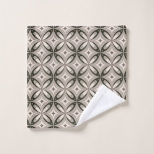 Beige and Brown Retro circular shapes Bath Towel Set