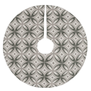 Beige and Brown Retro circular shapes Brushed Polyester Tree Skirt