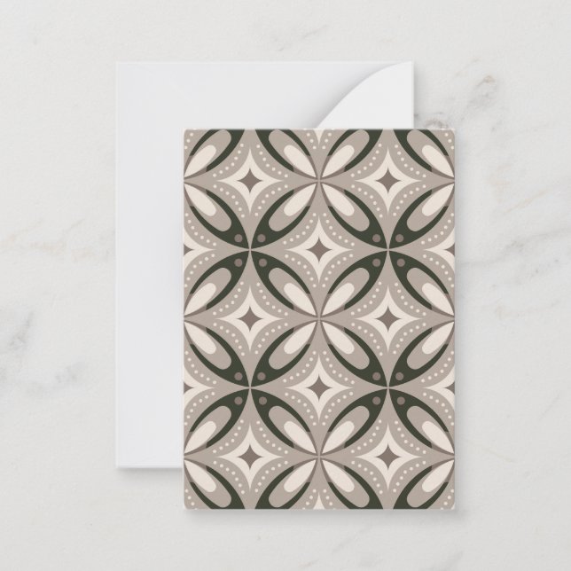 Beige and Brown Retro circular shapes Card (Front)