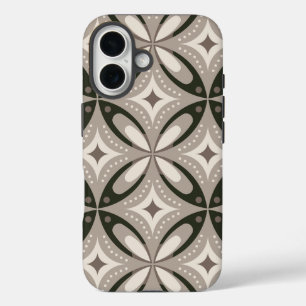 Beige and Brown Retro circular shapes iPhone 16 Case