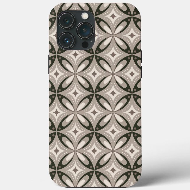 Beige and Brown Retro circular shapes Case-Mate iPhone Case (Back)