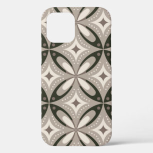 Beige and Brown Retro circular shapes iPhone 12 Case