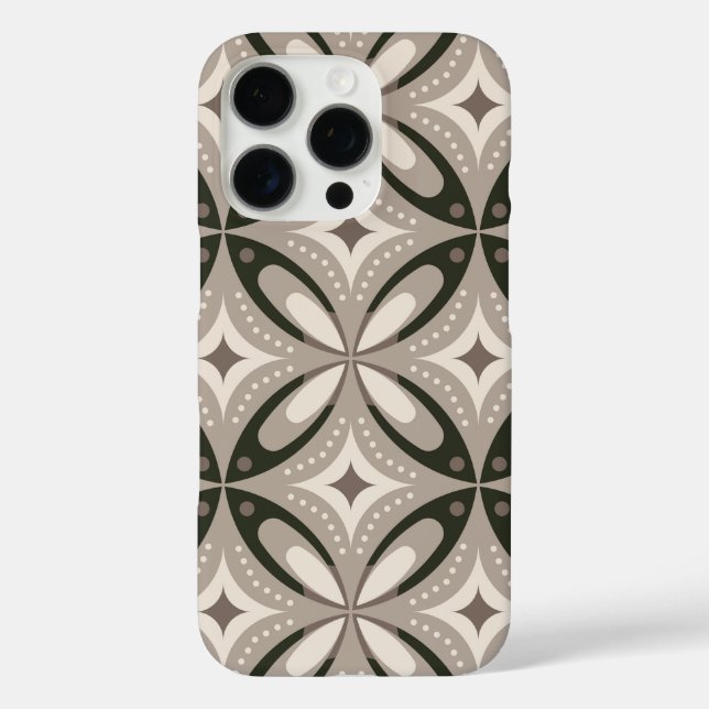 Beige and Brown Retro circular shapes Case-Mate iPhone Case (Back)