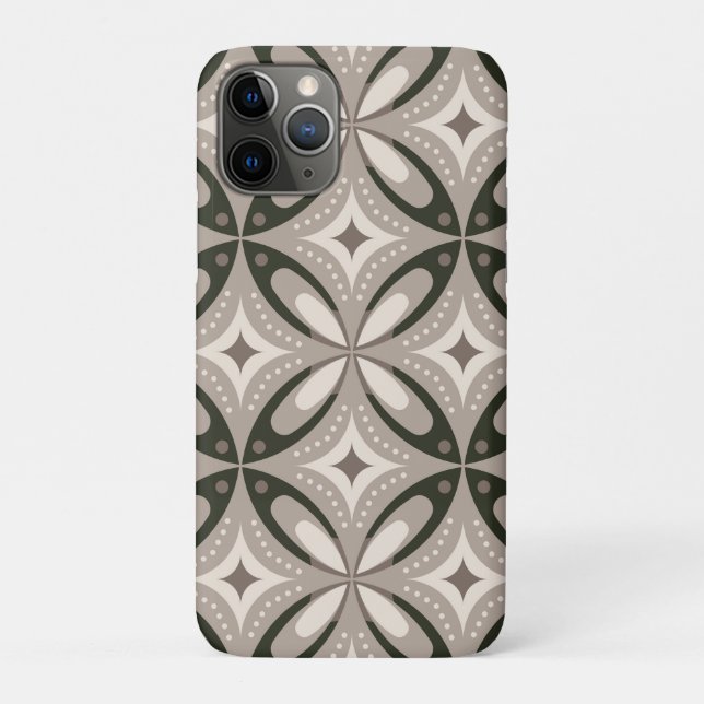 Beige and Brown Retro circular shapes Case-Mate iPhone Case (Back)