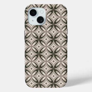 Beige and Brown Retro circular shapes iPhone 15 Case