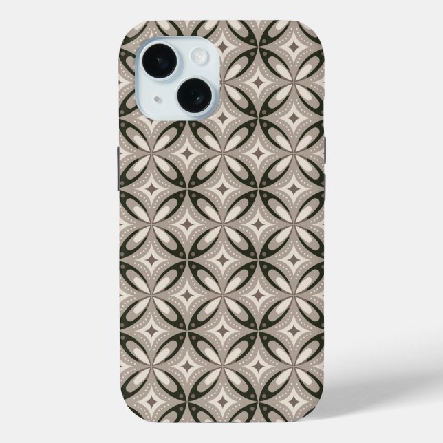 Beige and Brown Retro circular shapes Case-Mate iPhone Case (Back)
