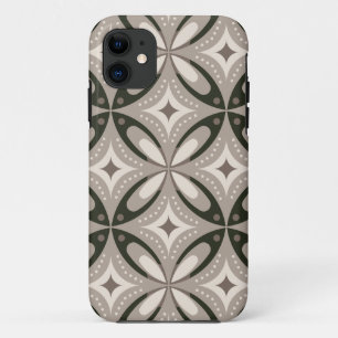 Beige and Brown Retro circular shapes iPhone 11 Case