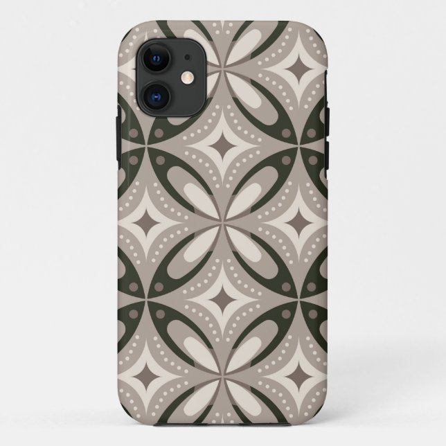 Beige and Brown Retro circular shapes Case-Mate iPhone Case (Back)