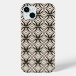Beige and Brown Retro circular shapes iPhone 15 Mini Case