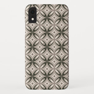 Beige and Brown Retro circular shapes iPhone XR Case