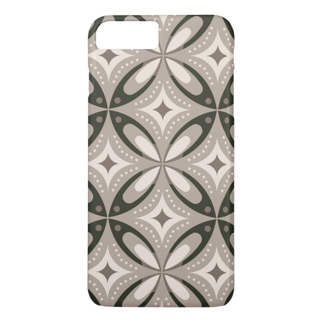 Beige and Brown Retro circular shapes Case-Mate iPhone Case (Back)