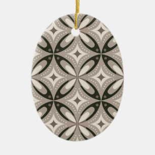 Beige and Brown Retro circular shapes Ceramic Tree Decoration