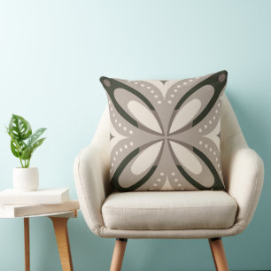 Beige and Brown Retro circular shapes Cushion
