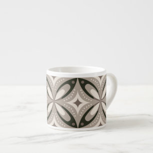 Beige and Brown Retro circular shapes Espresso Cup