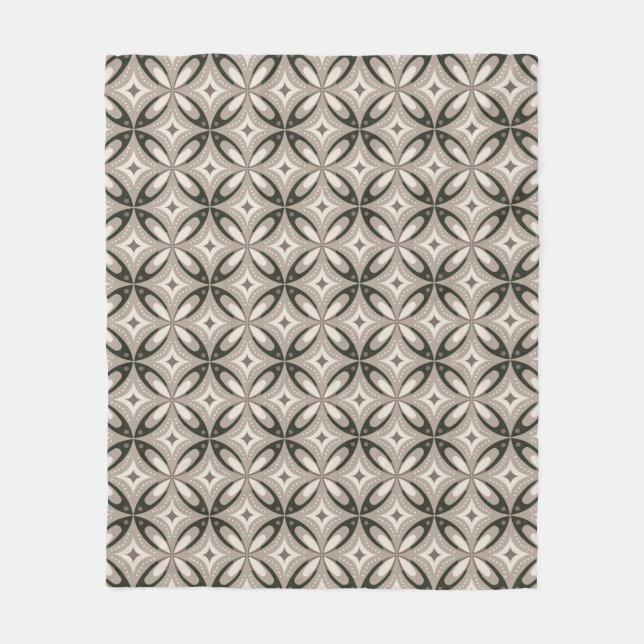 Beige and Brown Retro circular shapes Fleece Blanket (Front)