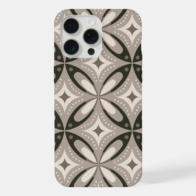 Beige and Brown Retro circular shapes iPhone Case (Back)