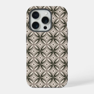 Beige and Brown Retro circular shapes iPhone 15 Pro Case