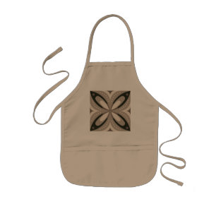 Beige and Brown Retro circular shapes Kids Apron